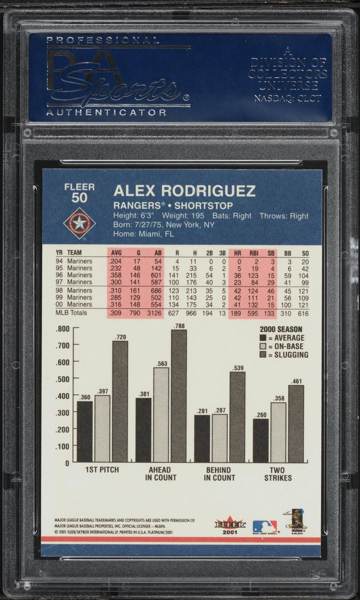 2001 Fleer Platinum Alex Rodriguez #50 PSA 10 GEM MINT