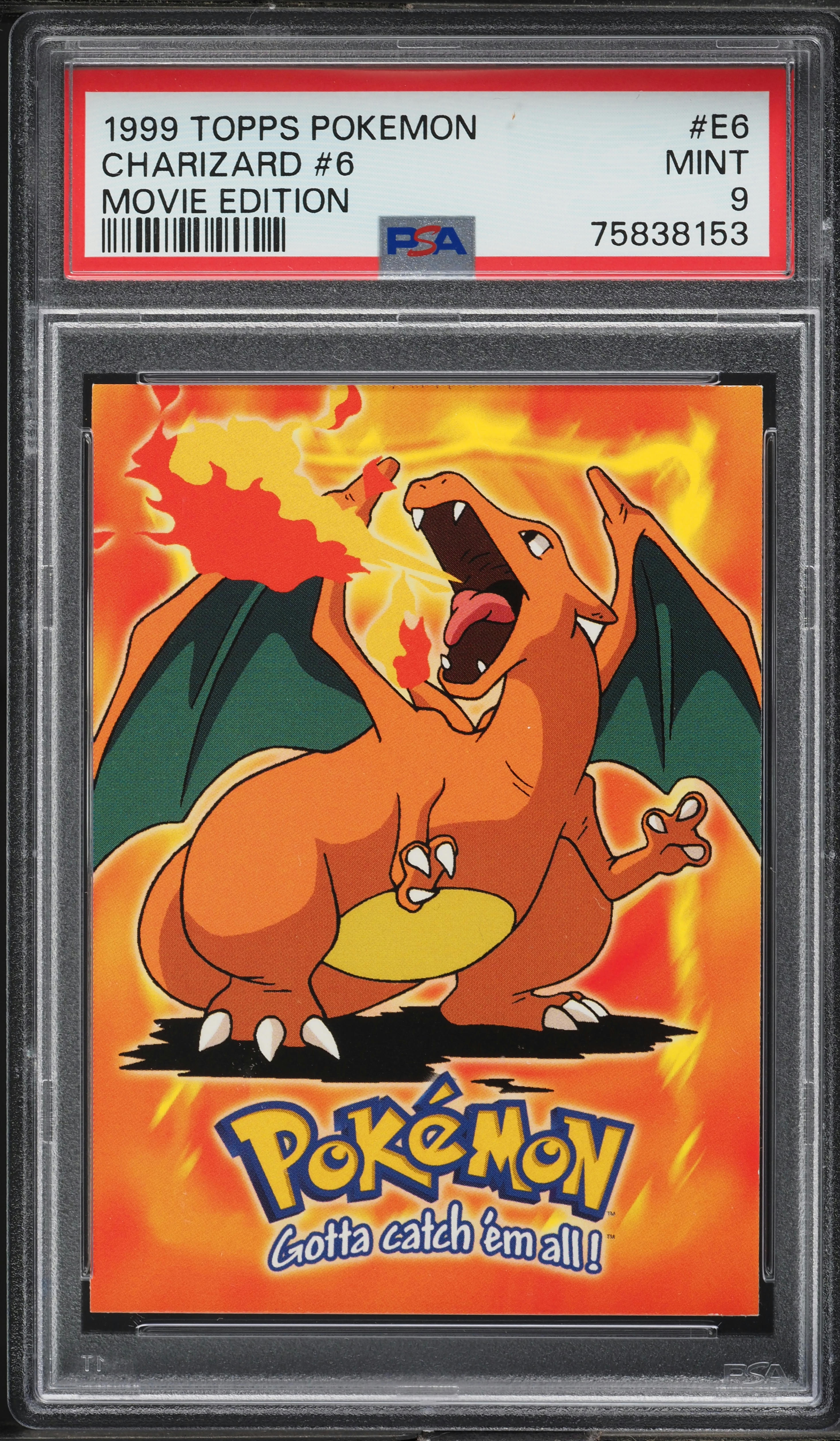 1999 Topps Pokemon Movie Edition Charizard #E6 PSA 9 MINT on