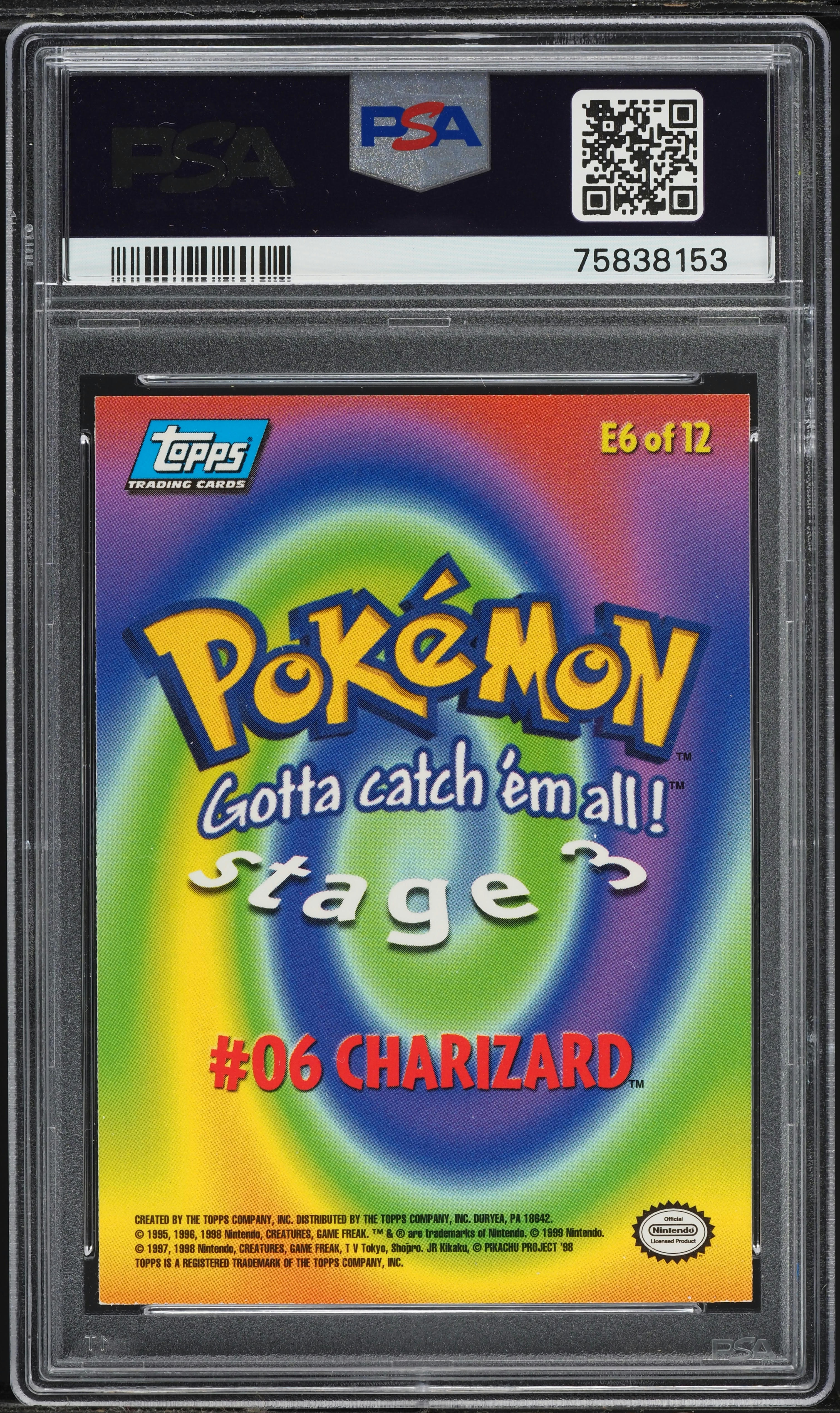 1999 Topps Pokemon Movie Edition Charizard #E6 PSA 9 MINT on