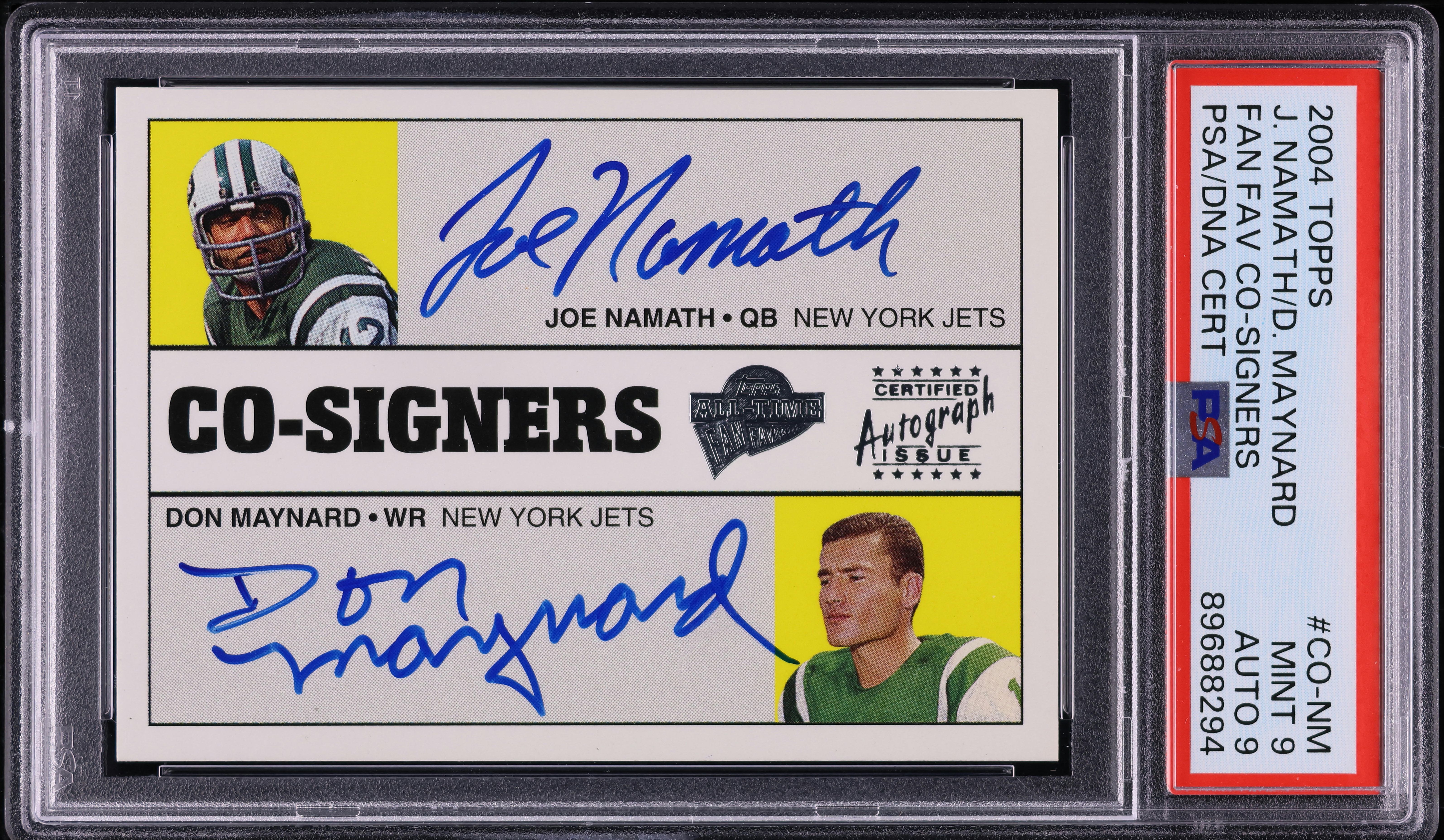 TOPPS COーSIGNERS autograph 2004 Topps Fan Favorites Co-Signers Joe Namath Don Maynard AUTO