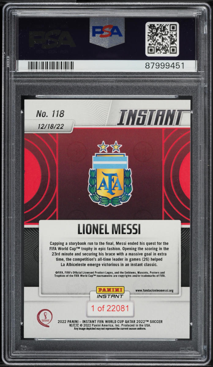 2022 Panini Instant FIFA World Cup Lionel Messi #118 PSA 10 GEM