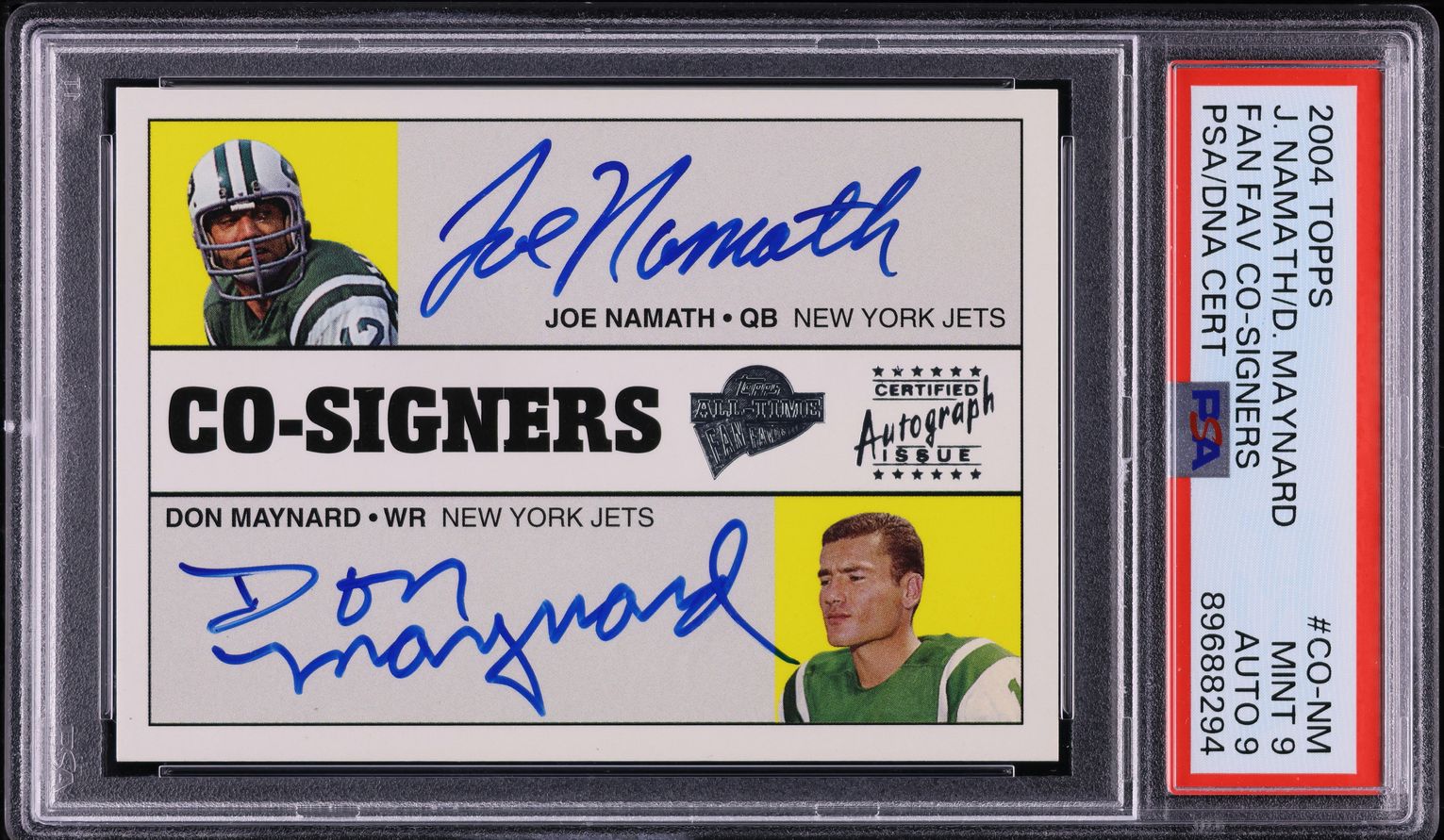 2004 Topps Fan Favorites Co-Signers Joe Namath Don Maynard AUTO