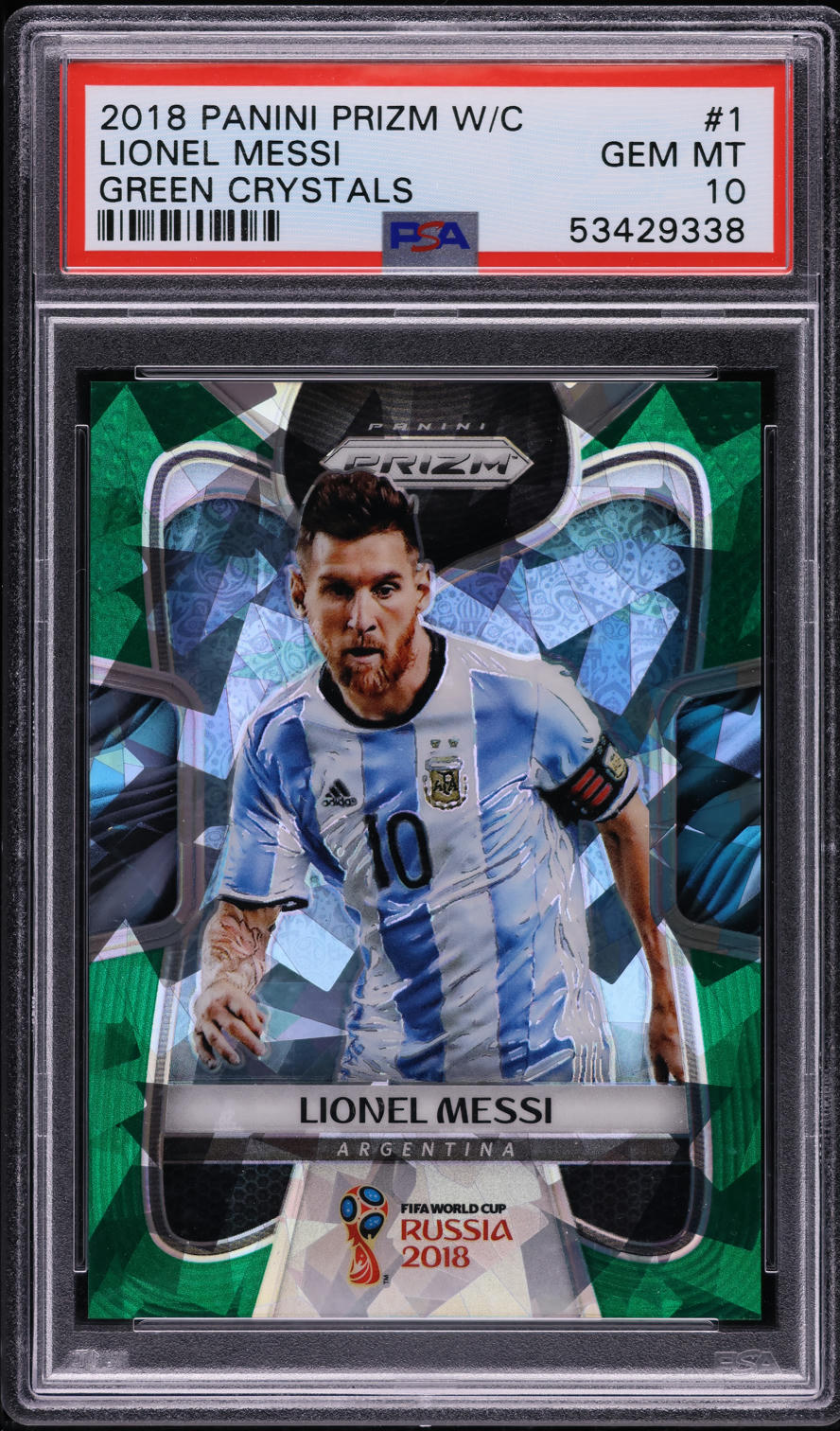 2018 Panini Prizm World Cup Green Crystals Lionel Messi /25 #1 PSA 10 GEM MINT
