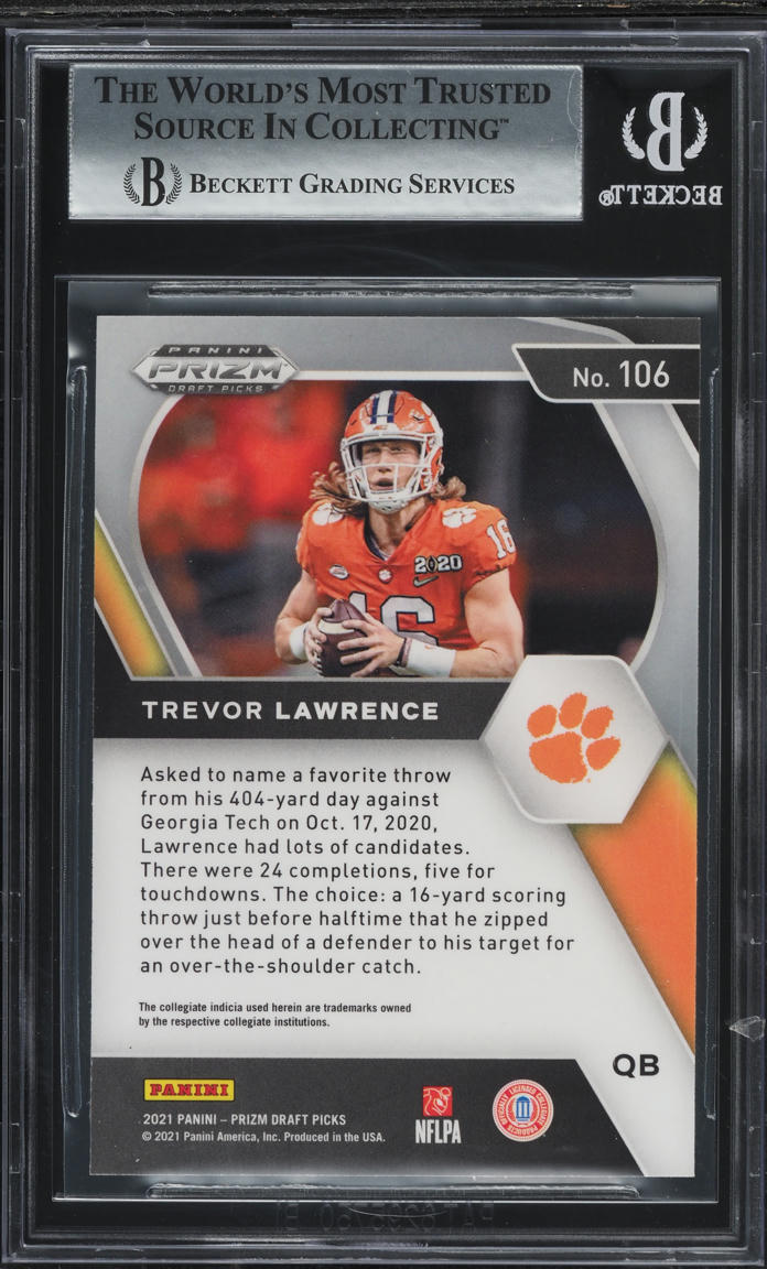 2021 Panini Prizm Draft Picks Trevor Lawrence ROOKIE #106 BGS 9 MINT