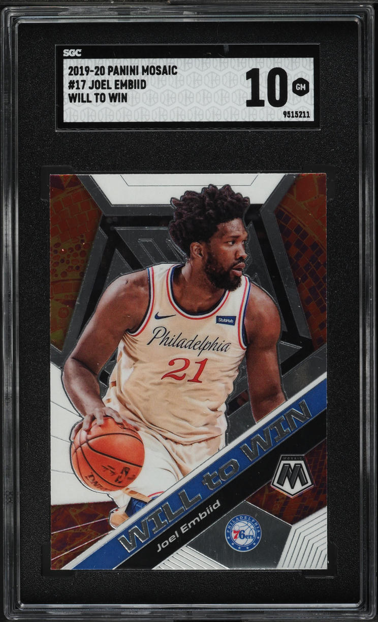 2019 Panini Mosaic Will To Win Joel Embiid #17 SGC 10 GEM MINT