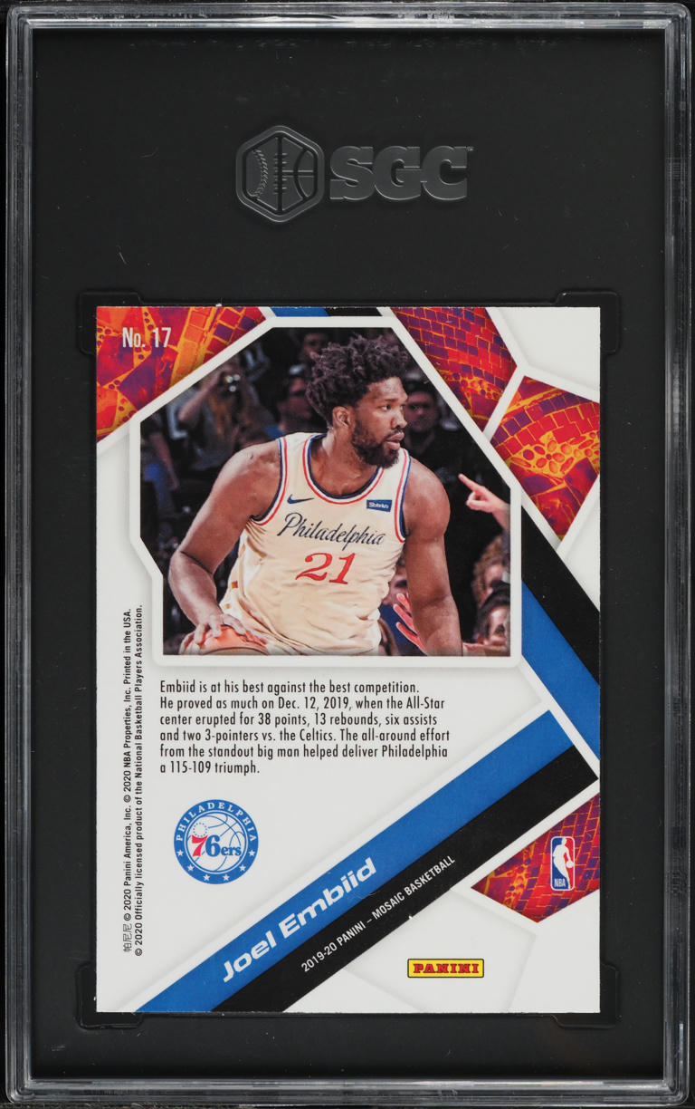 2019 Panini Mosaic Will To Win Joel Embiid #17 SGC 10 GEM MINT
