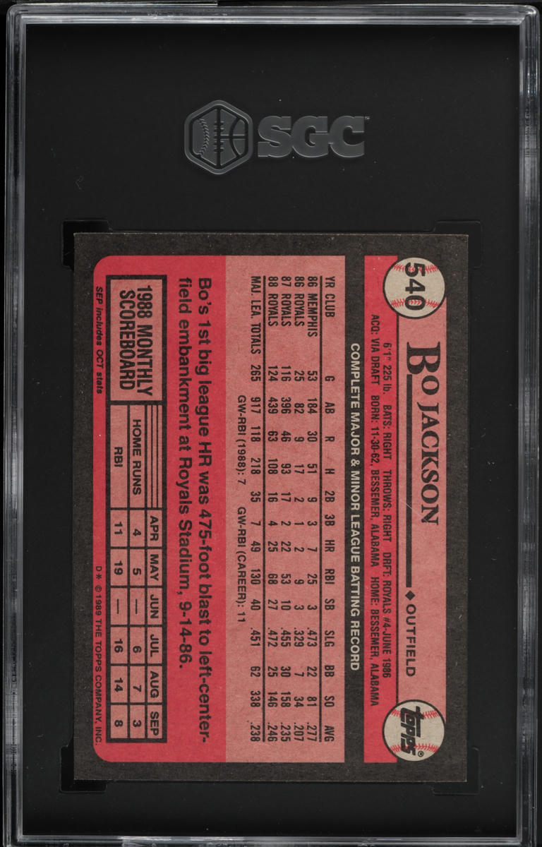 1989 Topps Bo Jackson #540 SGC 9 MINT