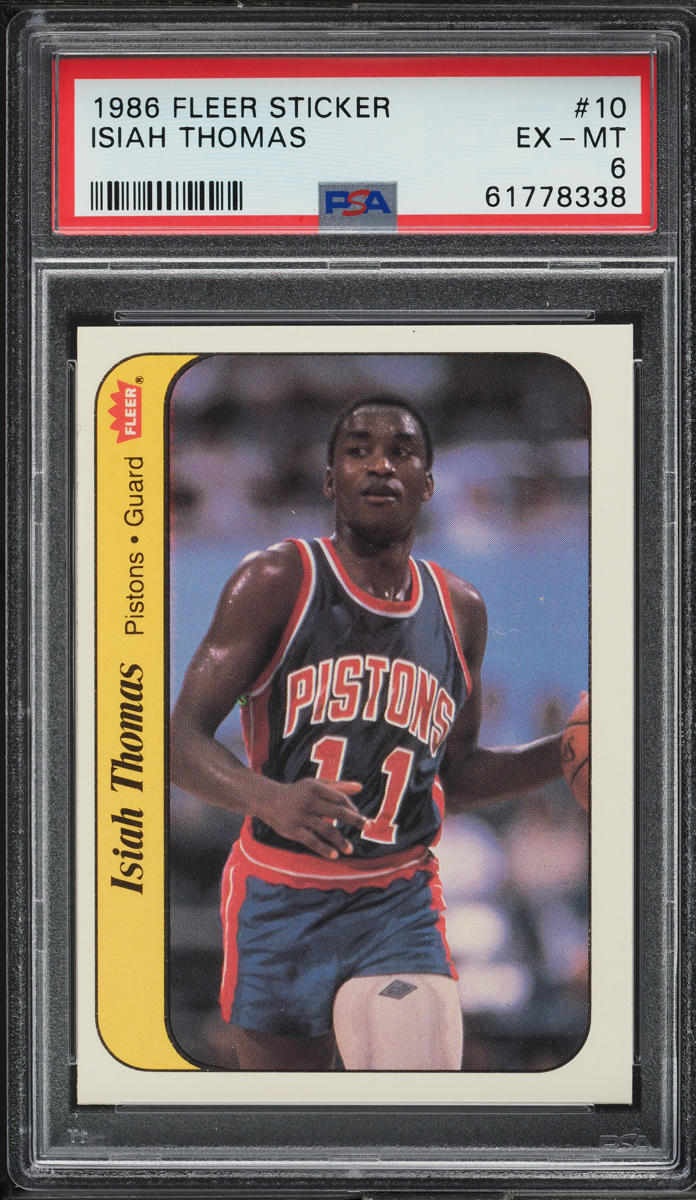 1986 Fleer Sticker Isiah Thomas ROOKIE #10 PSA 6 EXMT
