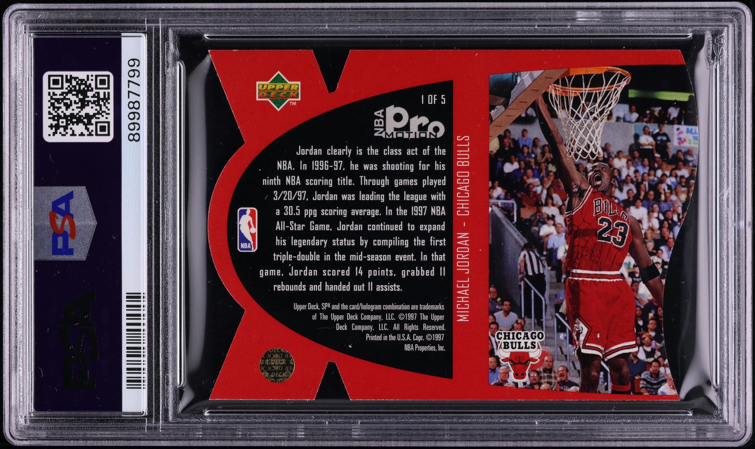 1997 SPx Promotion Die-Cut Michael Jordan #1 PSA 8 NM-MT on 