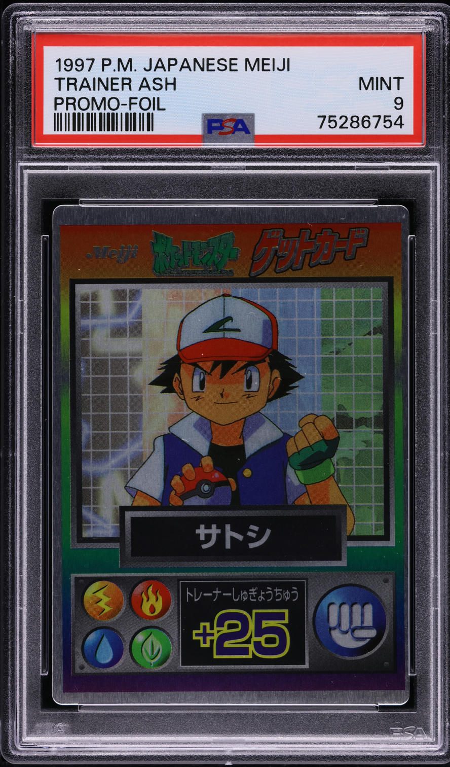 1997 Pokemon Japanese Meiji Promo Foil Trainer Ash PSA 9 MINT