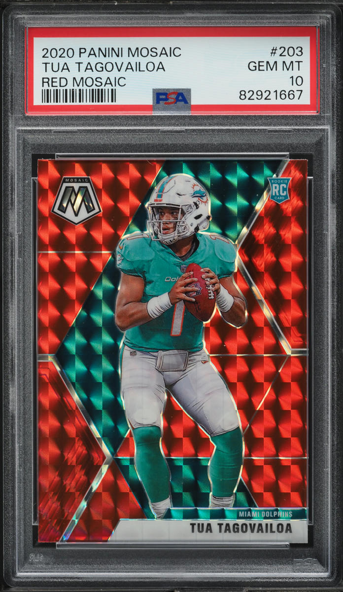 2020 Panini Mosaic Red Tua Tagovailoa ROOKIE #203 PSA 10 GEM MINT