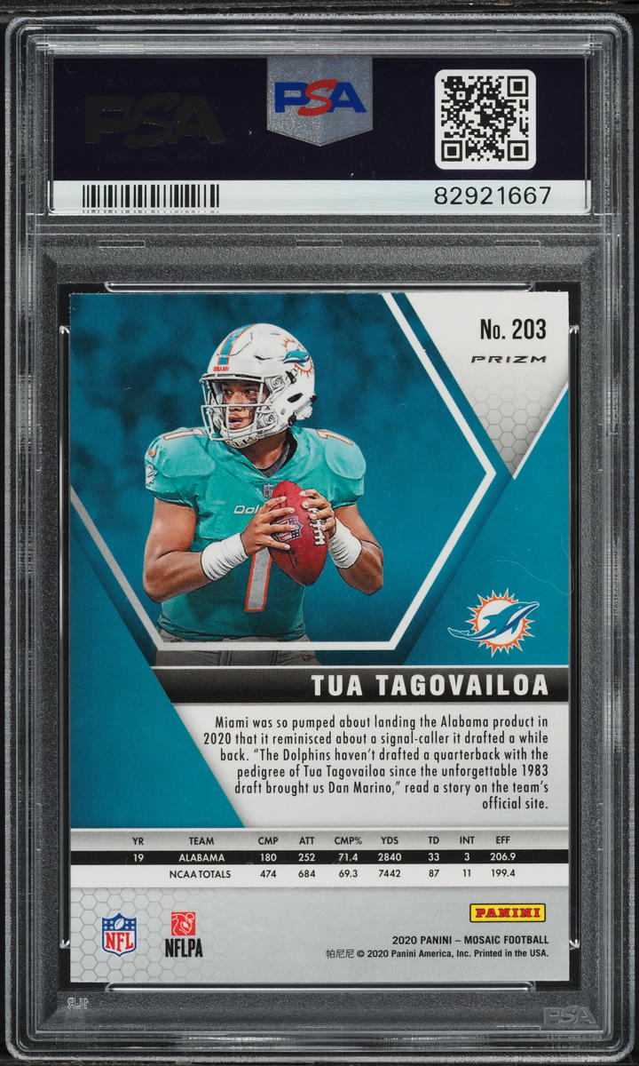 2020 Panini Mosaic Red Tua Tagovailoa ROOKIE #203 PSA 10 GEM MINT
