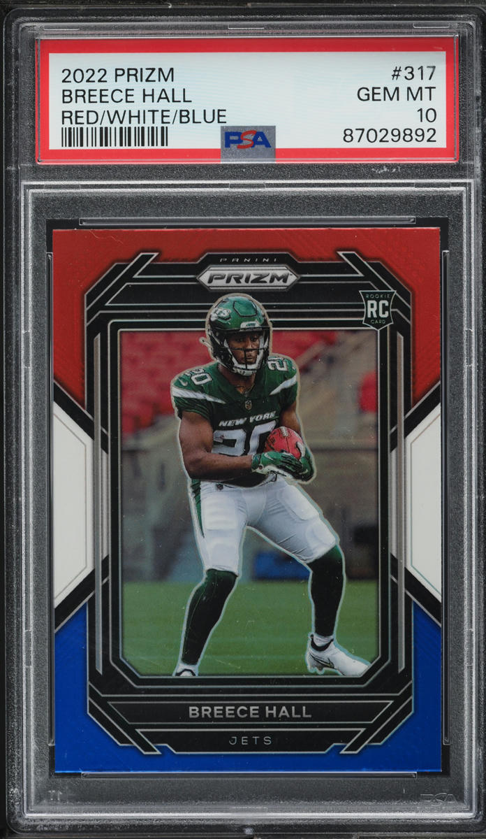 2022 Panini Prizm Red White Blue Breece Hall ROOKIE #317 PSA 10 GEM MINT