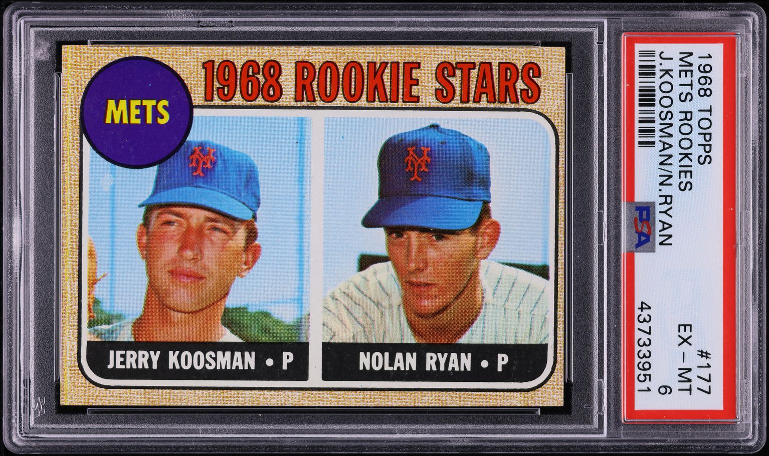 1968 Topps Nolan Ryan ROOKIE #177 PSA 6 EXMT