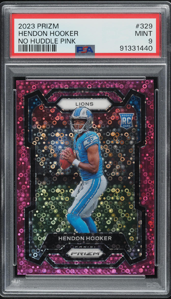 2023 Panini Prizm No Huddle Pink Hendon Hooker ROOKIE /15 #329 PSA 9 MINT