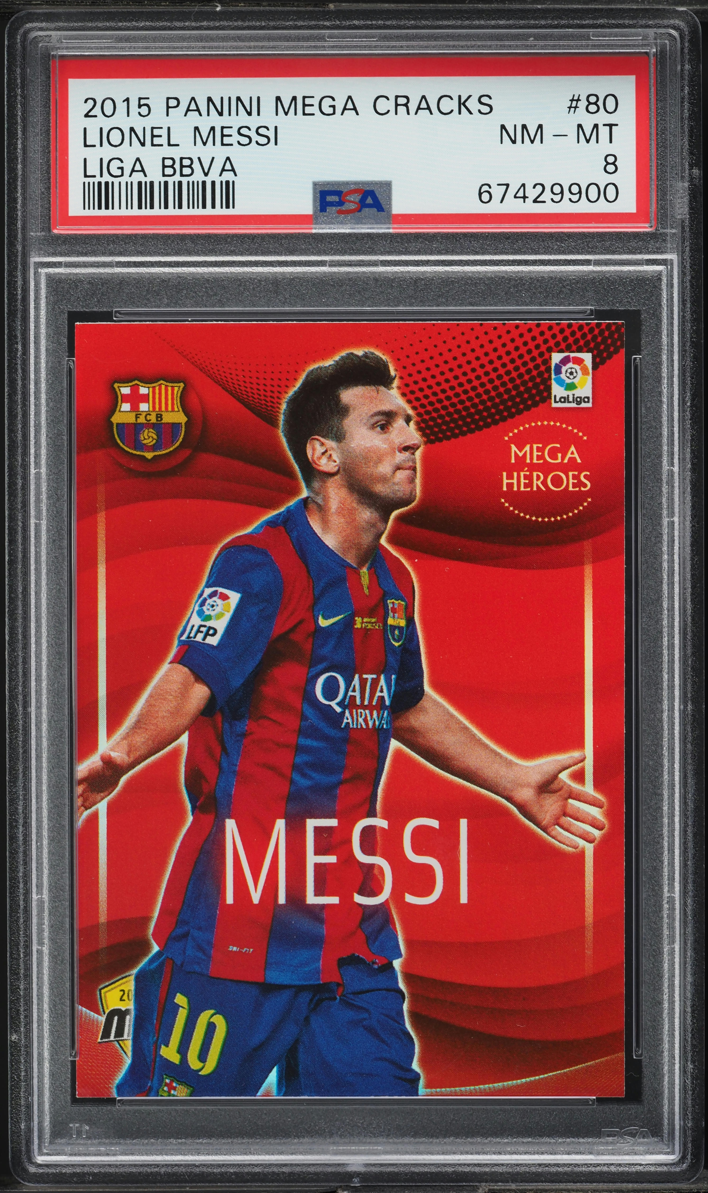 2015 Panini Mega Cracks Liga BBVA Lionel Messi #80 PSA 8 NM-MT on
