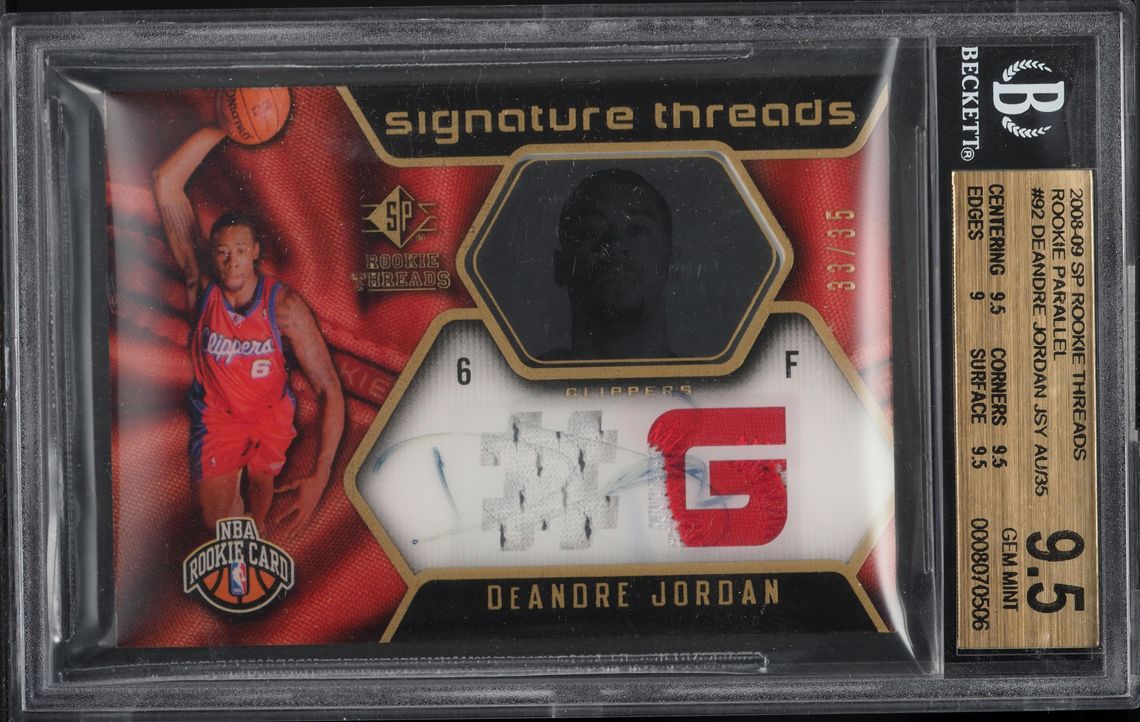 2008 SP Threads Parallel Deandre Jordan ROOKIE PATCH AUTO /35 #92 BGS 9.5 GEM