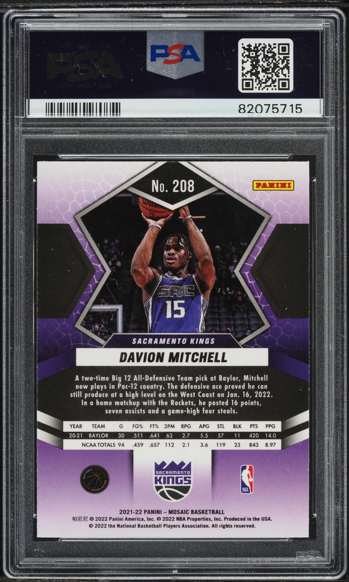 2021 Panini Mosaic Davion Mitchell ROOKIE #208 PSA 10 GEM MINT