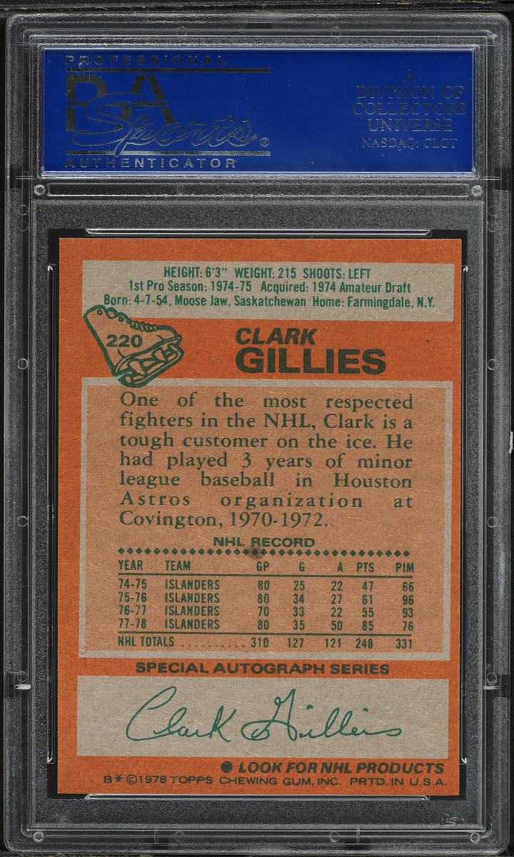 1978 Topps Clark Gillies #220 PSA 9 MINT