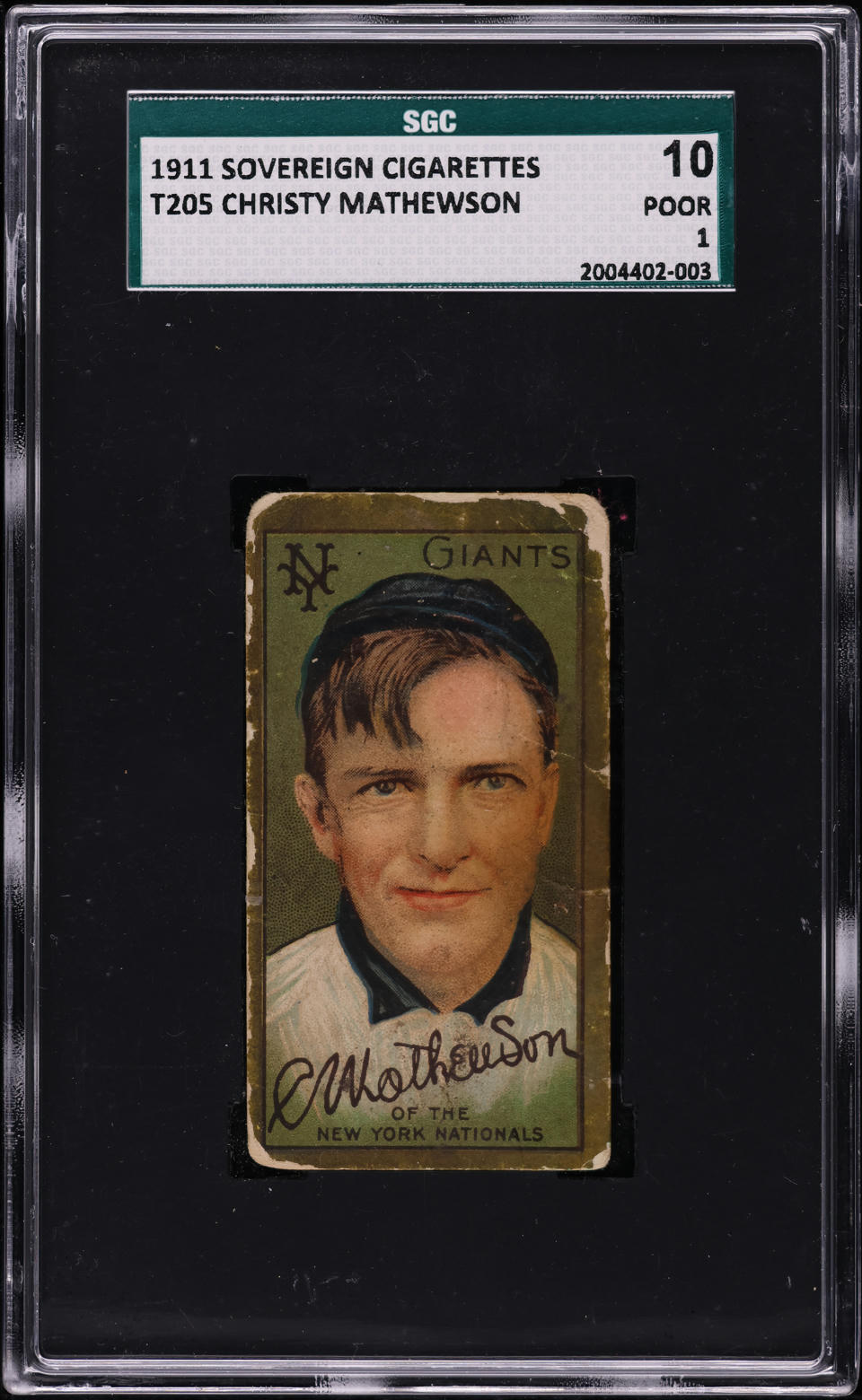 1911 T205 Gold Border Christy Mathewson SGC 1 PR
