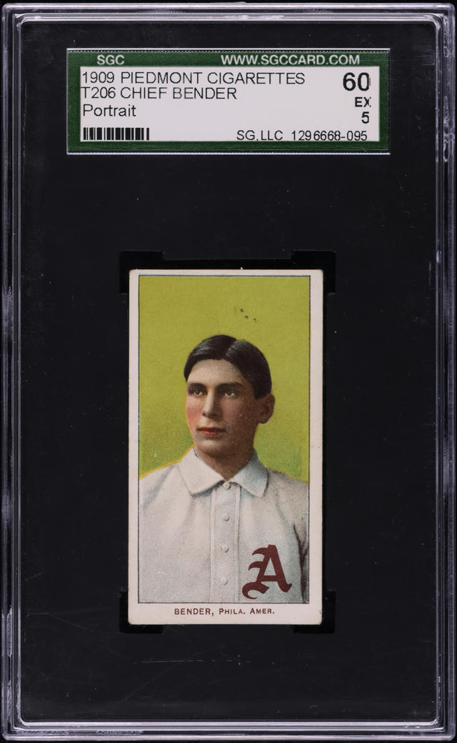 1909-11 T206 Chief Bender PORTRAIT, PIEDMONT SGC 2.5 GD+ on T206 Chief Bender 野球殿堂入り HOF BVG鑑定