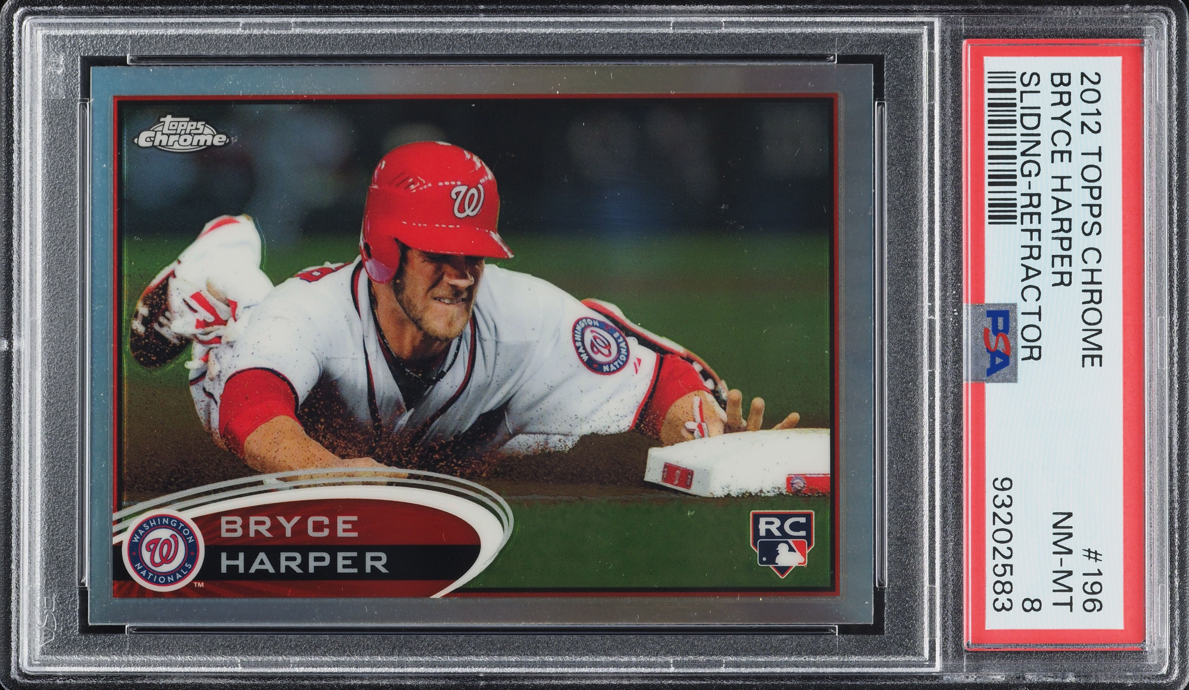 2012 Topps Chrome Sliding Refractor Bryce Harper ROOKIE #196 PSA 8