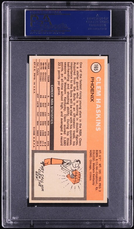 1970 Topps Basketball Clem Haskins ROOKIE #165 PSA 9 MINT