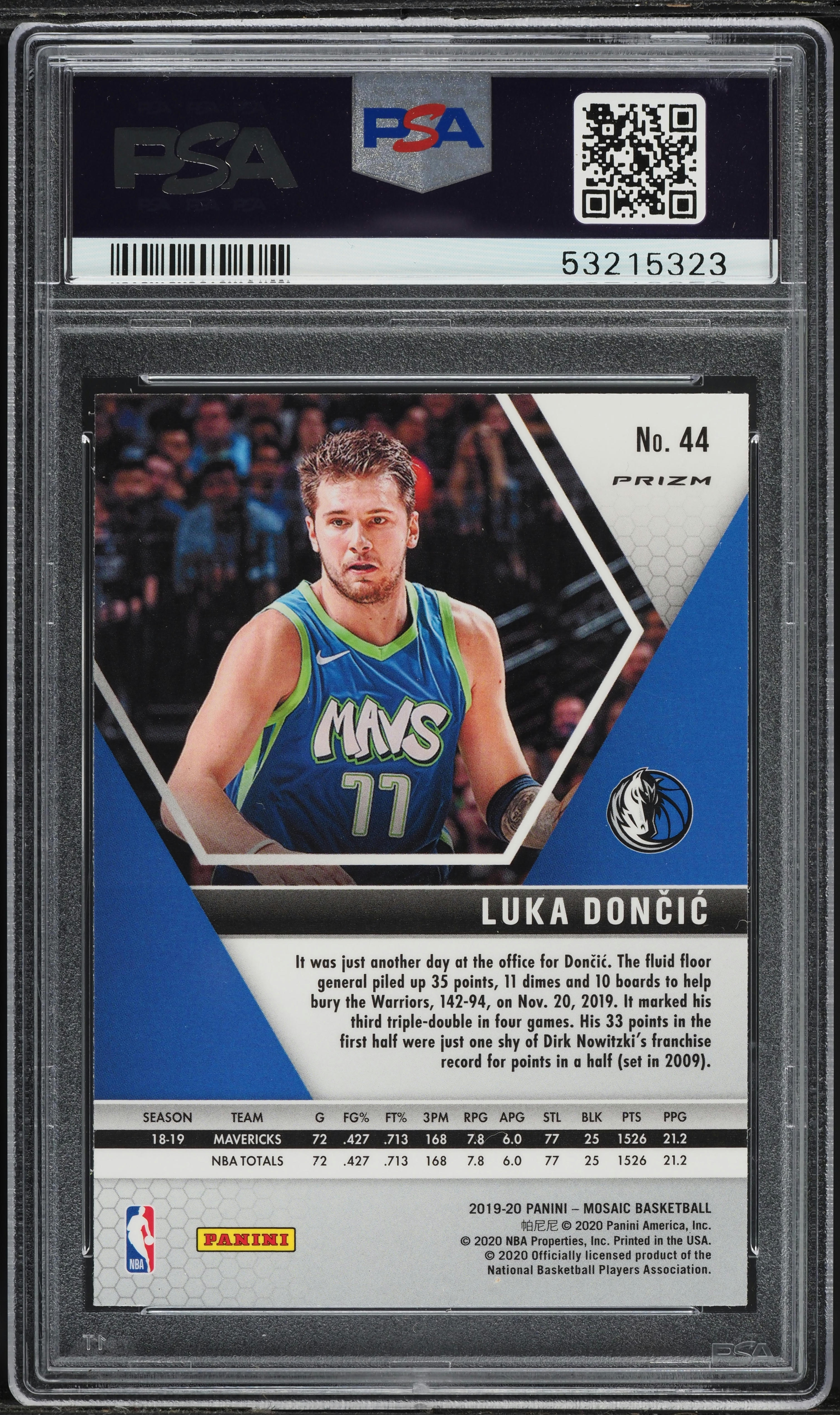 2019 Panini Mosaic Green Luka Doncic #44 PSA 9 MINT on Fanatics