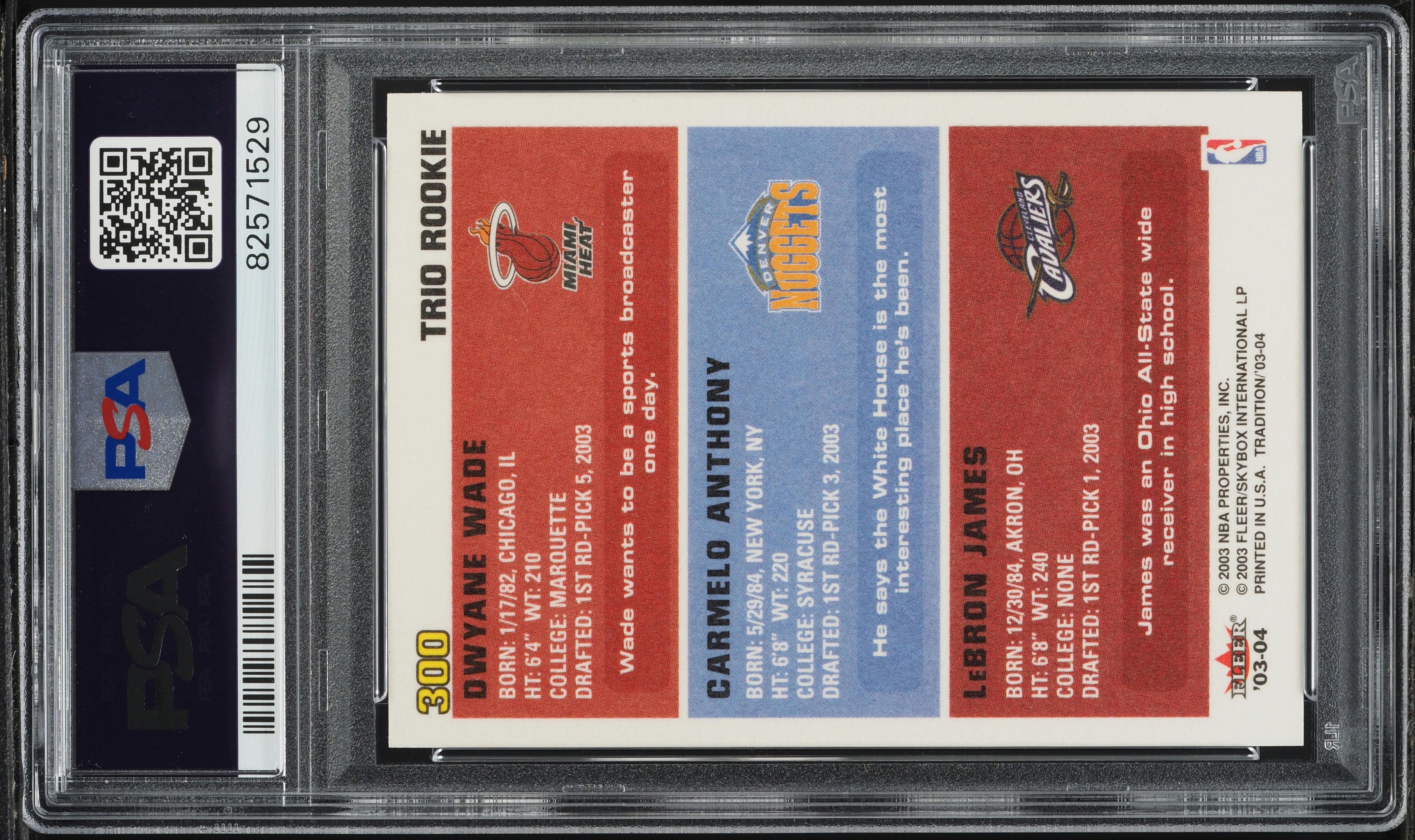 2003 Fleer Tradition LeBron James Carmelo Anthony Dwyane Wade