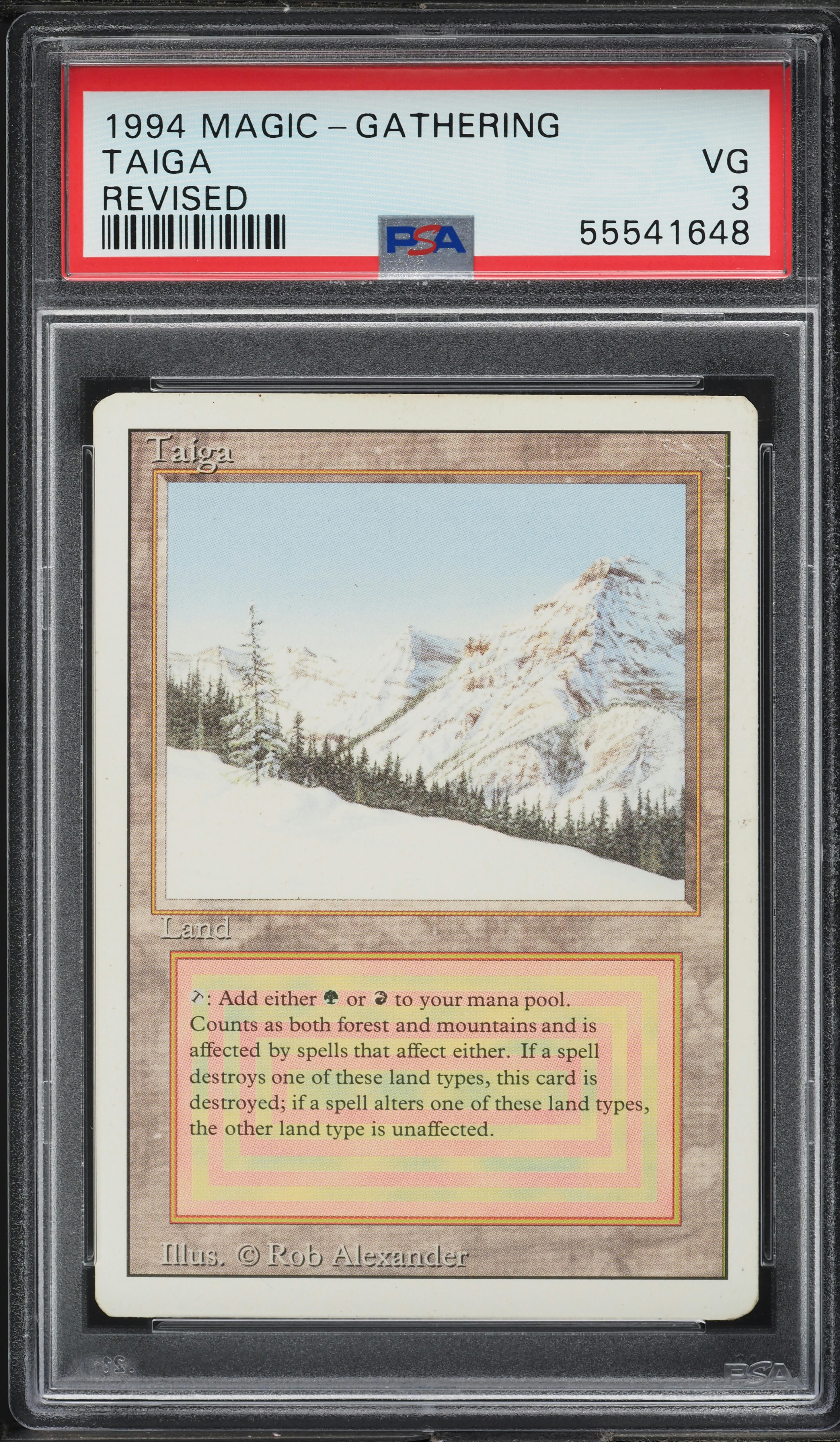 1994 Magic The Gathering MTG Revised Edition Dual Land Taiga PSA 3