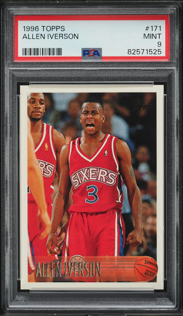 1996 Topps Basketball Allen Iverson ROOKIE #171 PSA 9 MINT on