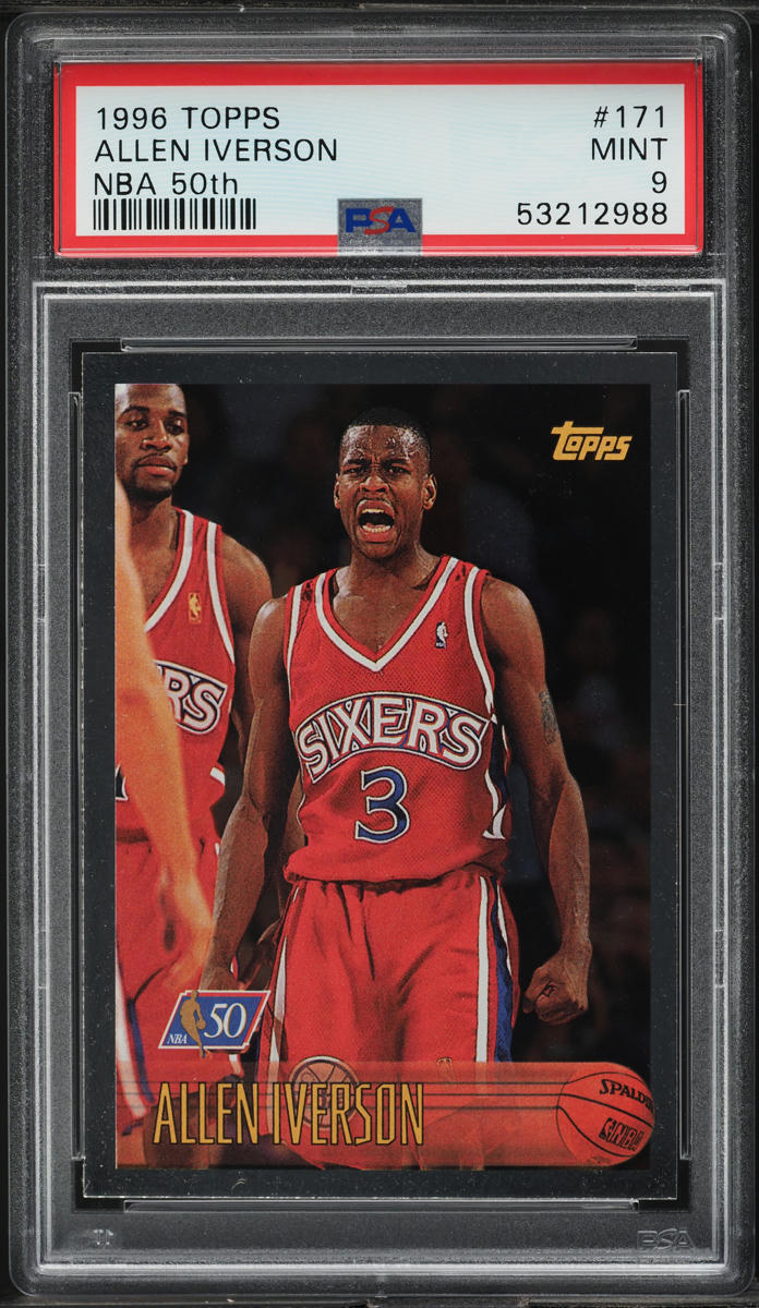 1996 Topps NBA 50th Allen Iverson ROOKIE #171 PSA 9 MINT on