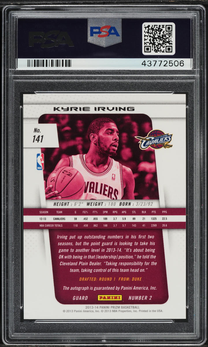 2013 Panini Prizm Kyrie Irving AUTO #141 PSA 10 GEM MINT on 