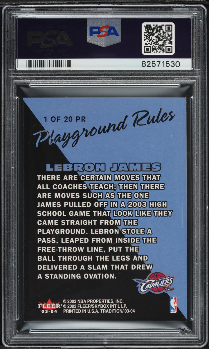 2003 Fleer Tradition Playground Rules LeBron James ROOKIE #1 PSA 9 MINT