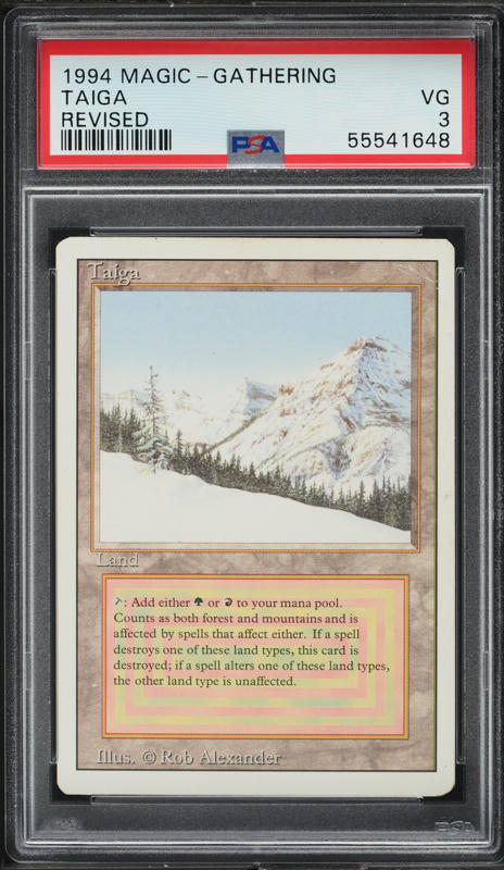 1994 Magic The Gathering MTG Revised Edition Dual Land Taiga PSA 3
