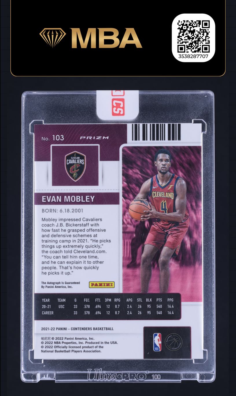 2021 Panini Contenders Variation Premium Evan Mobley ROOKIE AUTO #103 MBA AUTH
