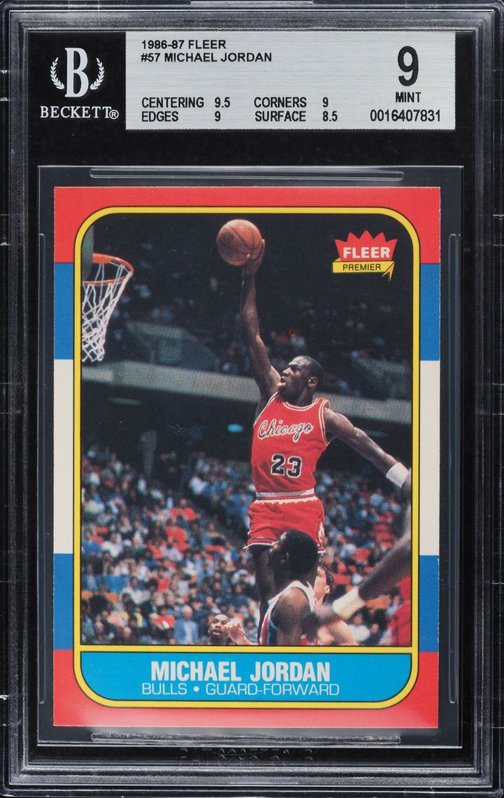 1986 Fleer Basketball Michael Jordan ROOKIE #57 BGS 9 MINT