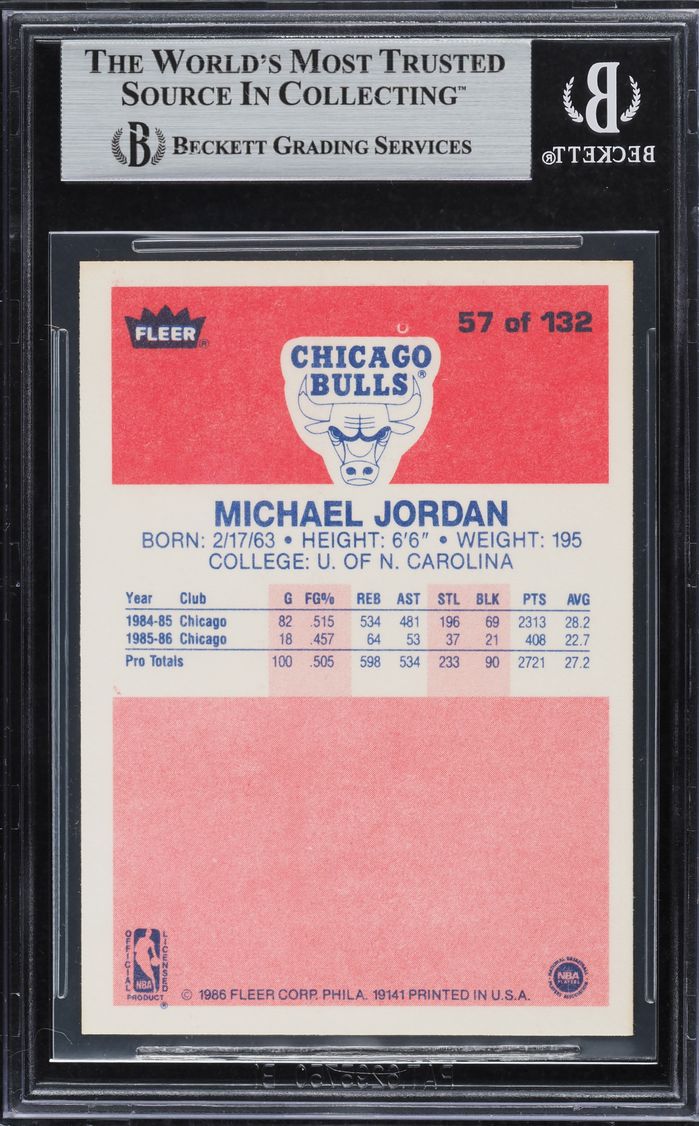 1986 Fleer Basketball Michael Jordan ROOKIE #57 BGS 9 MINT