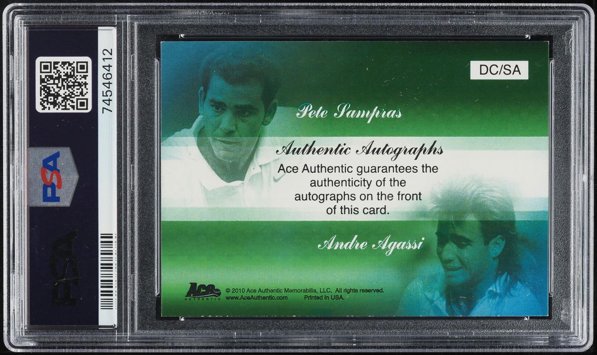 2010 Ace Authentic Aces Dual Pete Sampras Andre Agassi AUTO DNA 8 /25 PSA 7 NRMT