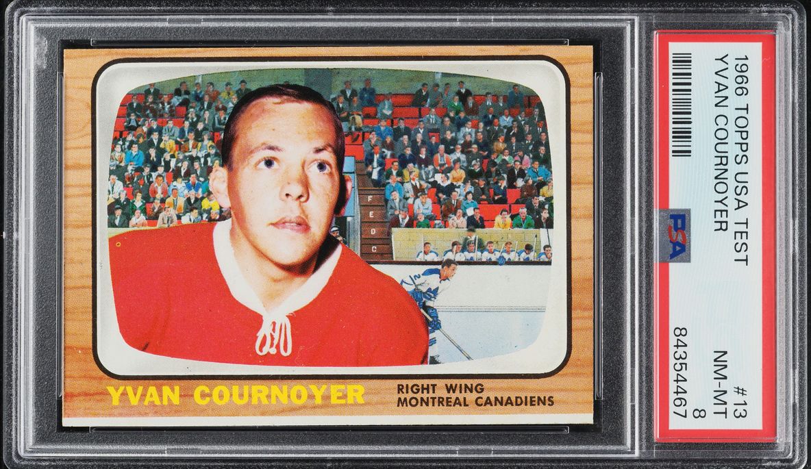 1966 Topps USA Test Hockey Yvan Cournoyer #13 PSA 8 NM-MT