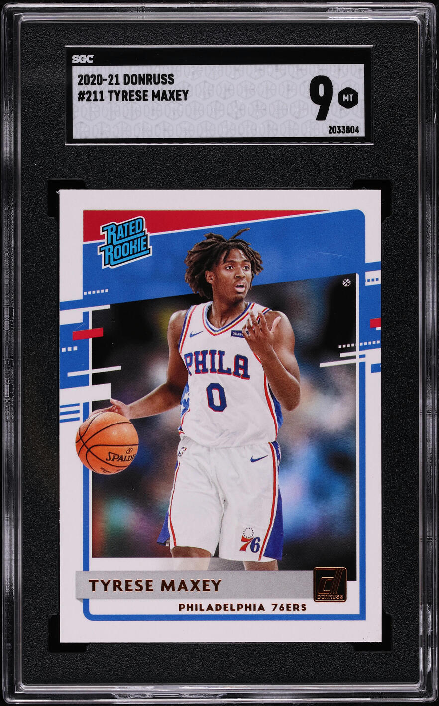 2020 Donruss Basketball Tyrese Maxey ROOKIE #211 SGC 9 MINT