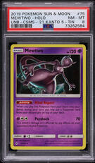 2019 Pokemon Sun & Moon Unbroken Bonds Cosmos Holo Mewtwo #75 PSA