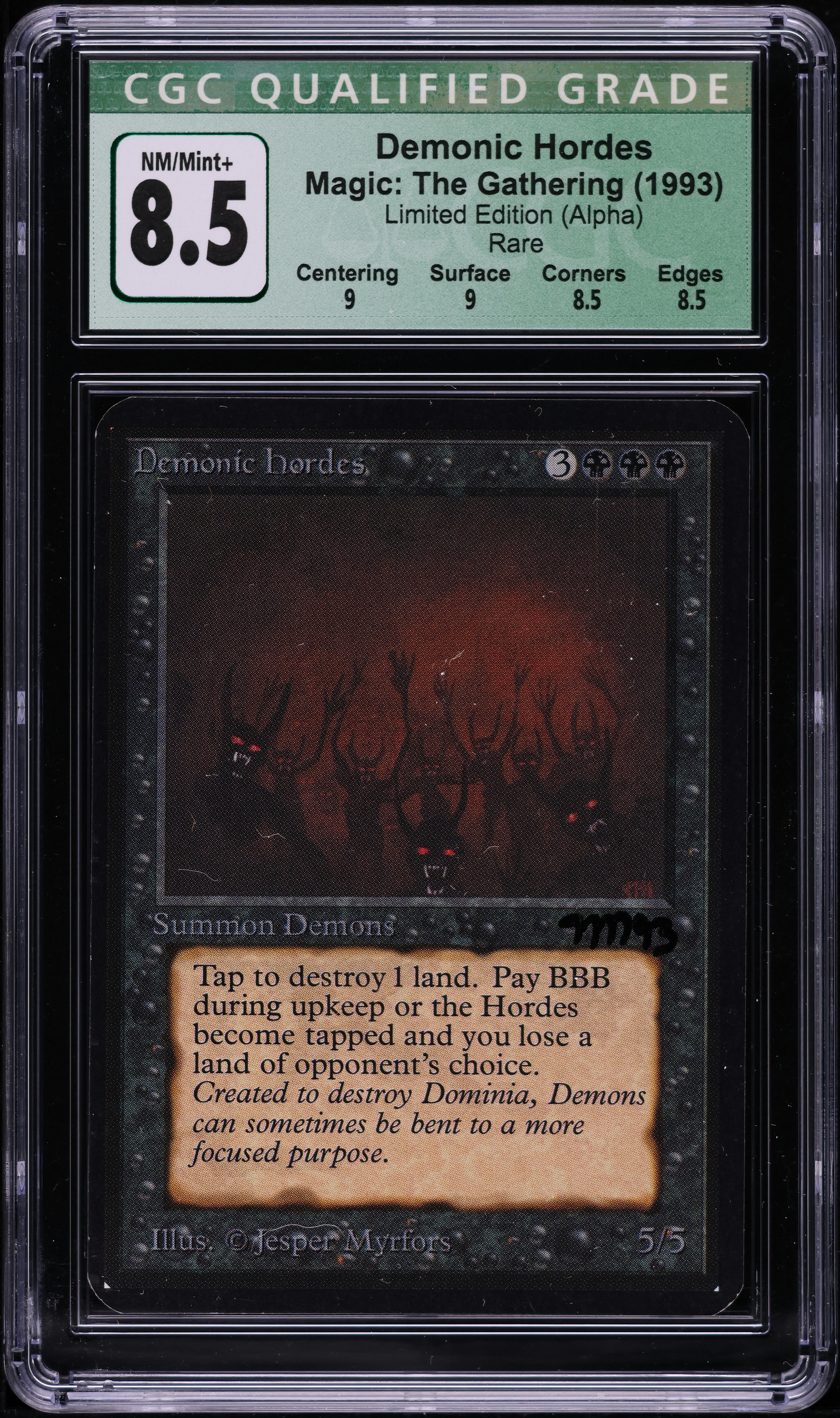 1993 Magic The Gathering MTG Alpha Demonic Hordes CGC Qualified