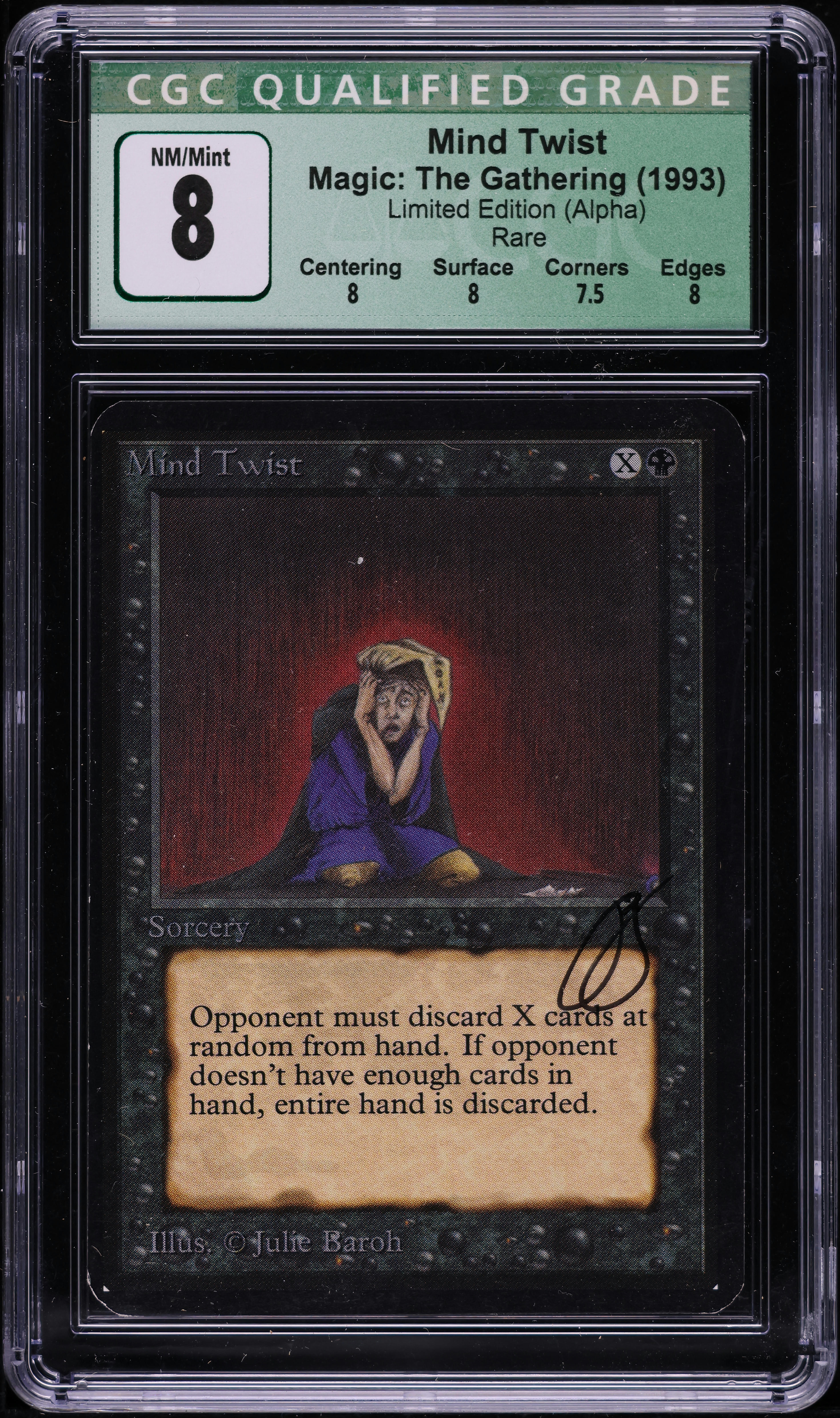1993 Magic The Gathering MTG Alpha Mind Twist CGC Qualified 8 NM