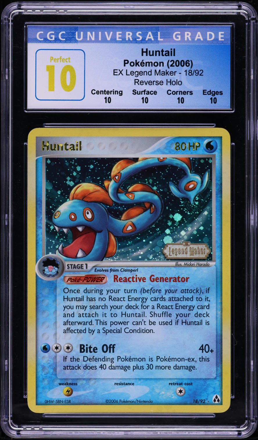 2006 Pokemon EX Legend Maker Reverse Holo Huntail #18 CGC 10 PERFECT