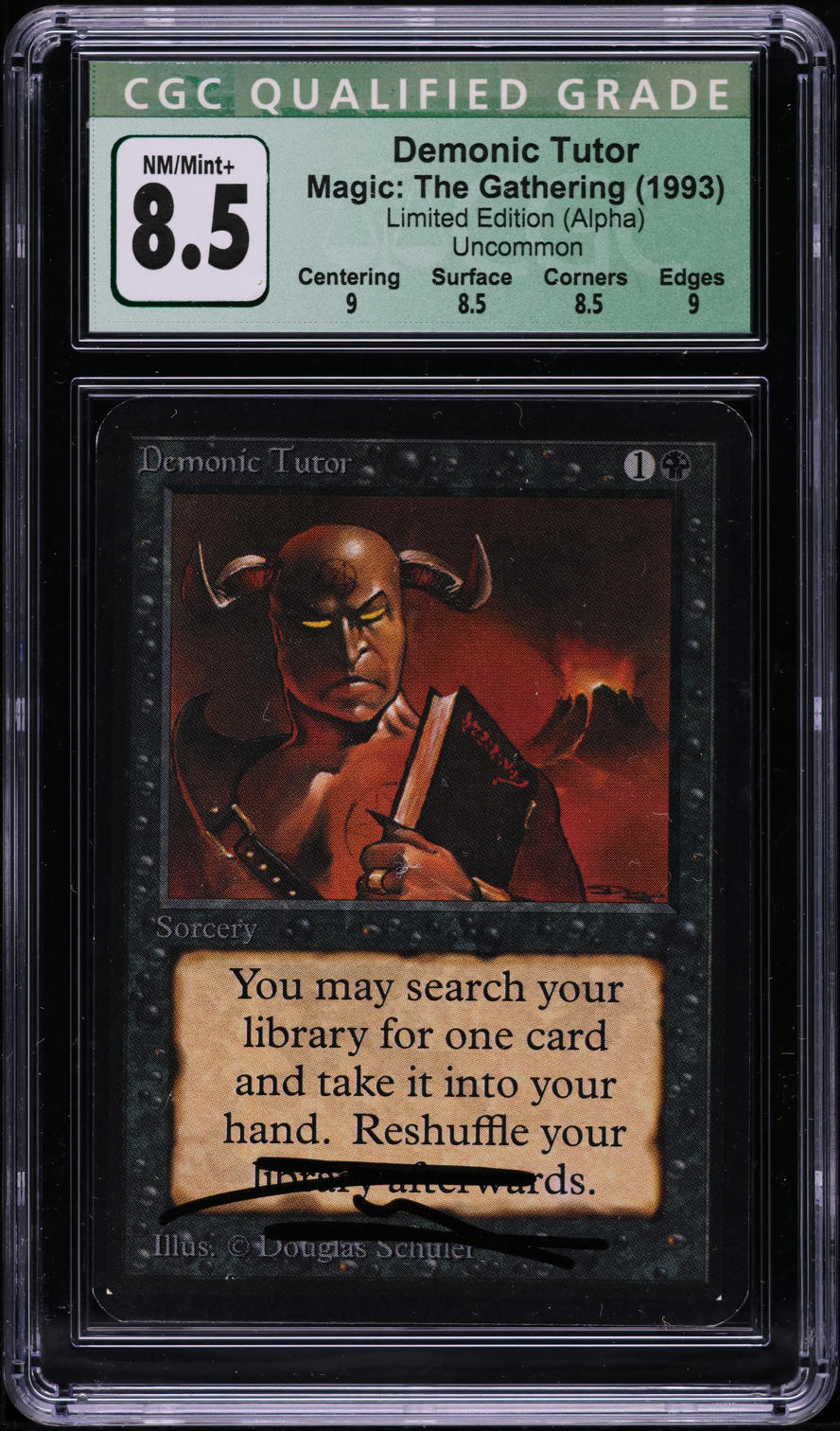1993 Magic The Gathering MTG Alpha Demonic Tutor CGC Qualified 8.5