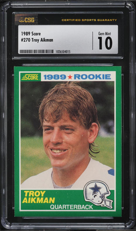 1989 Score Football Troy Aikman ROOKIE #270 BGS 8.5 NM-MT+ on