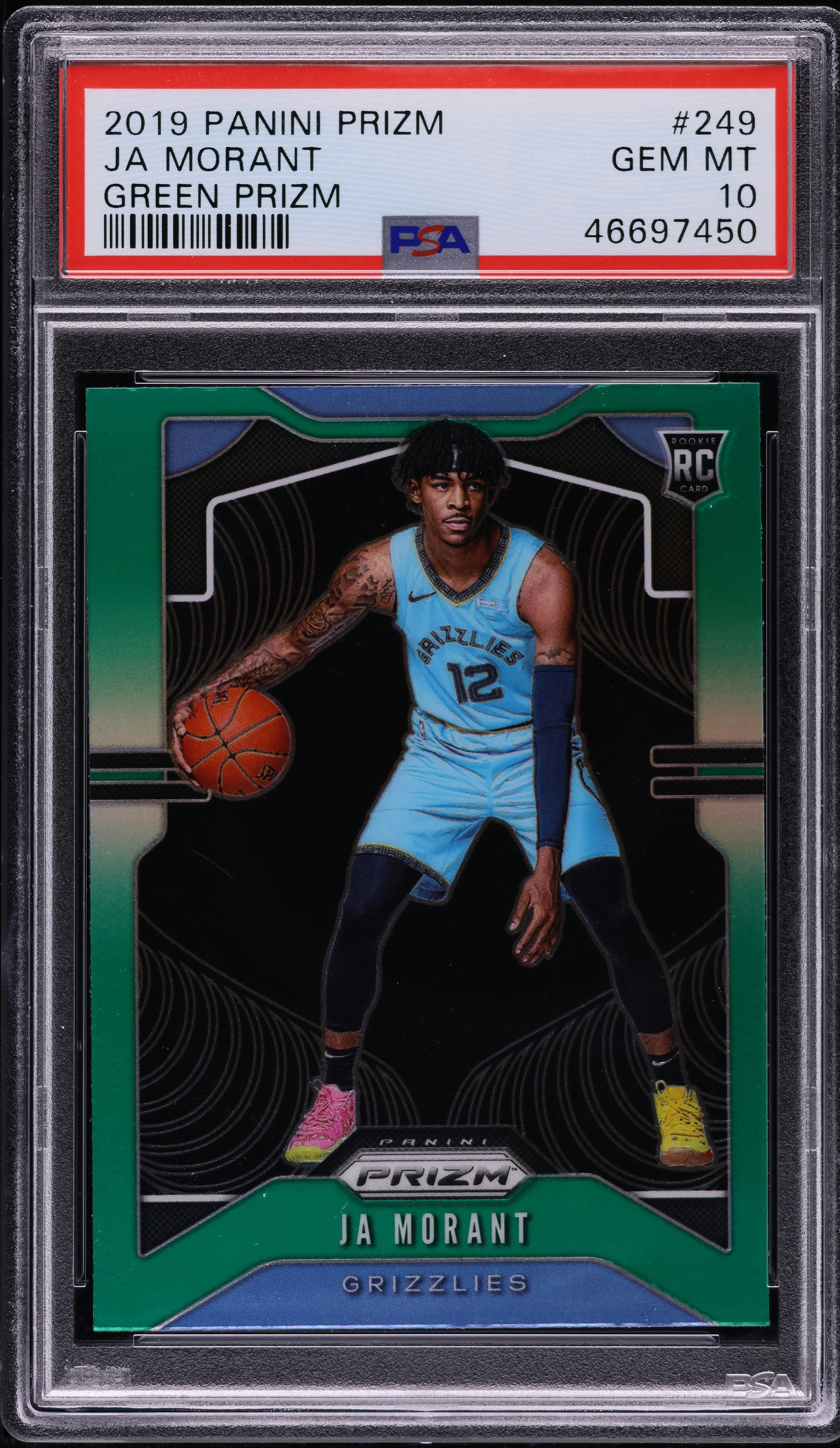 2019 Panini Prizm Green Ja Morant ROOKIE #249 PSA 10 GEM MINT on