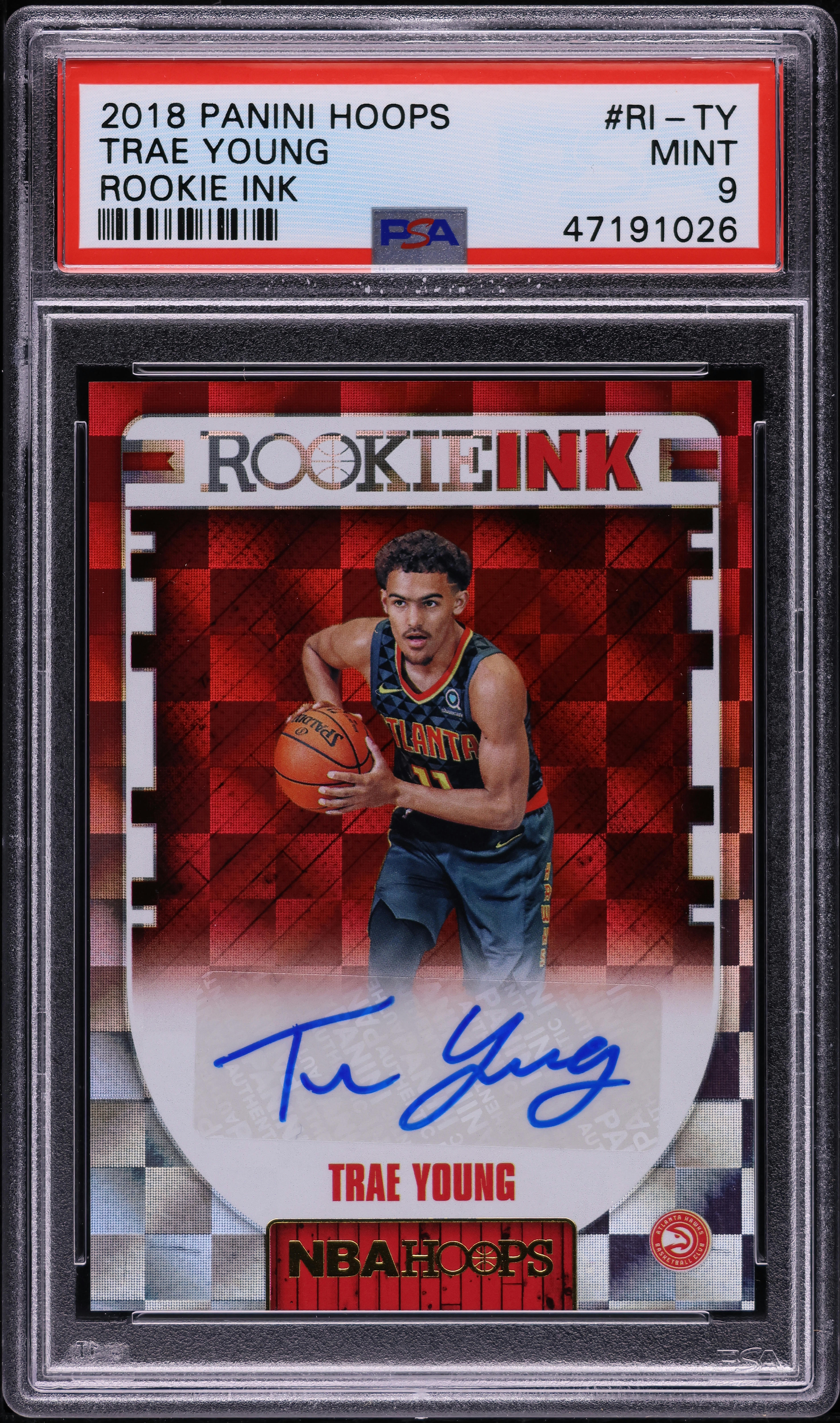 2018 Hoops Ink Trae Young ROOKIE AUTO #RI-TY PSA 9 MINT on