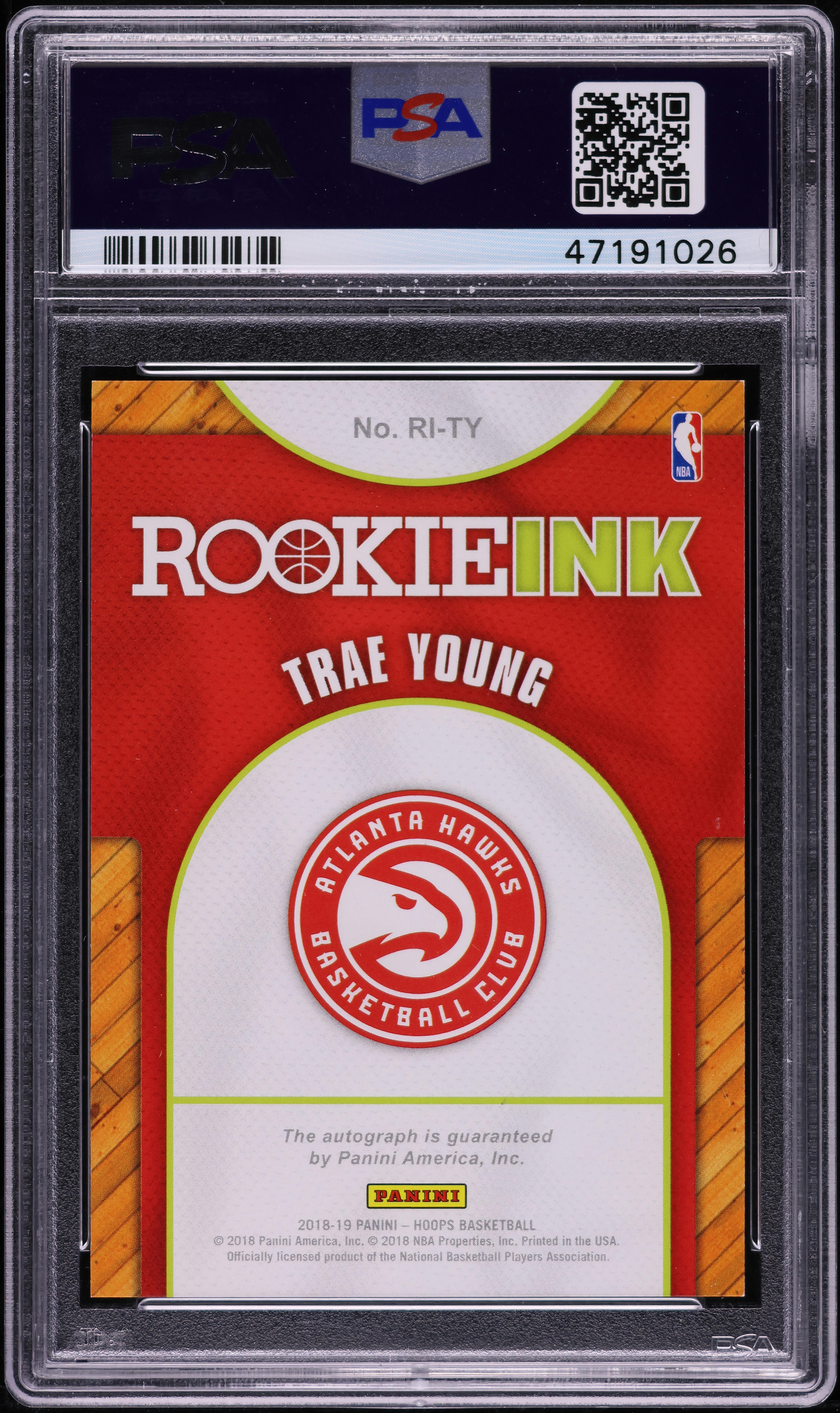 2018 Hoops Ink Trae Young ROOKIE AUTO #RI-TY PSA 9 MINT on